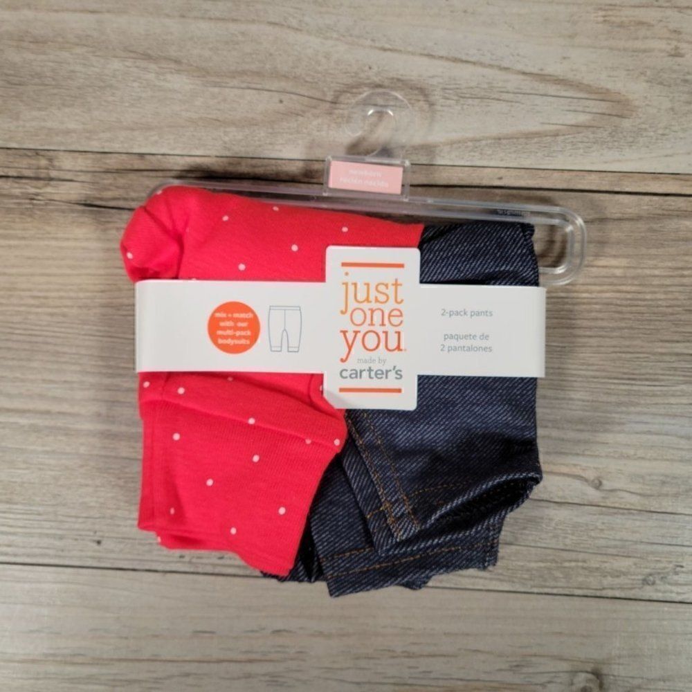 Just One Your Made by Carter's Baby Girls' 2pk Poppy Leggings Sz Newborn